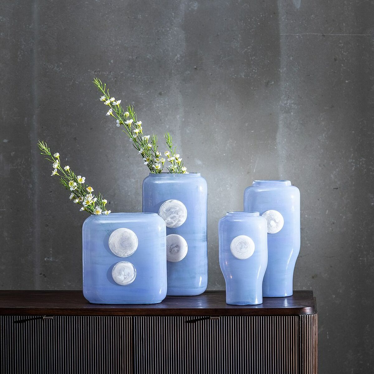Vas Blå Vit Harts Glas 15 x 9 x 31 cm